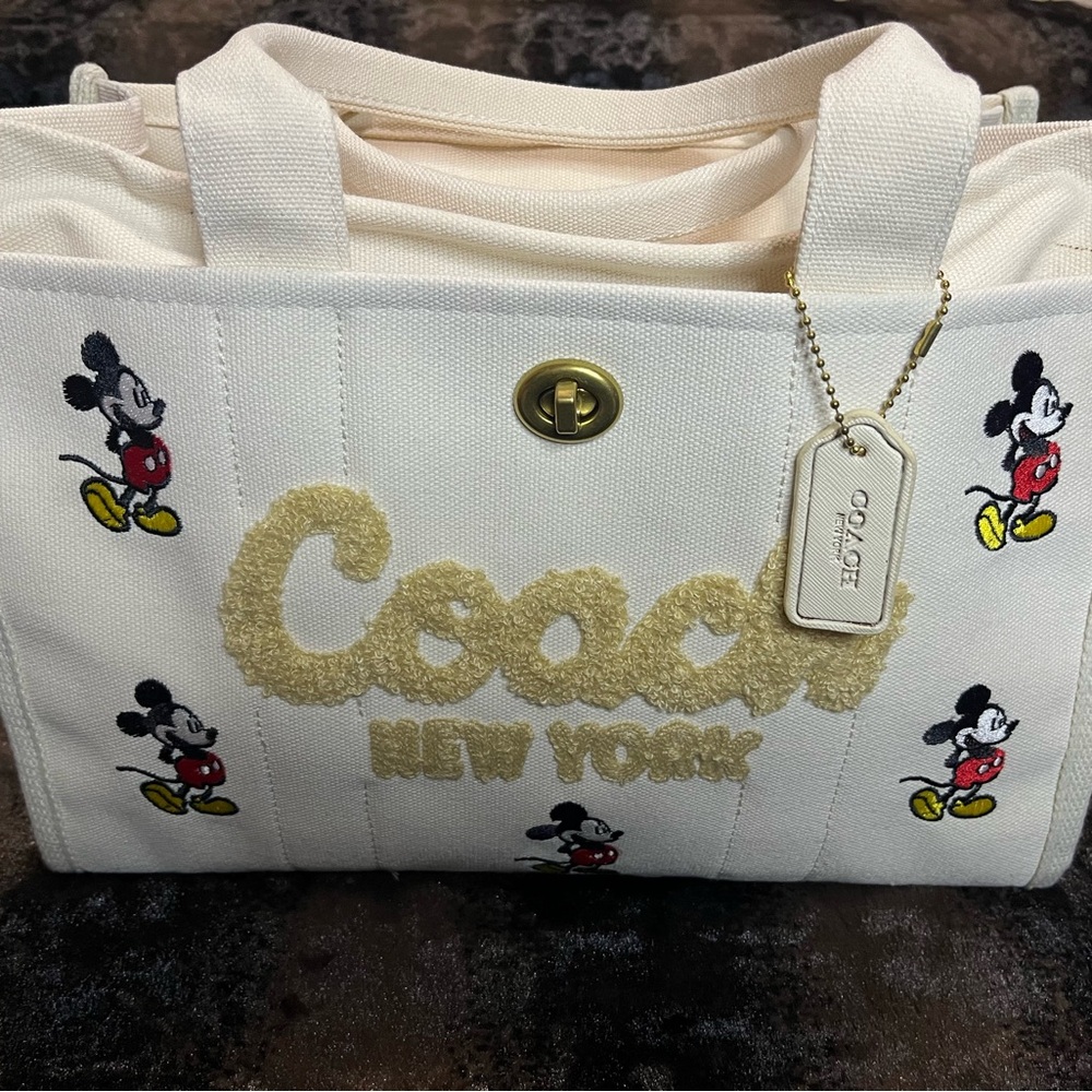 Coach Cream Mickey Mouse Tote